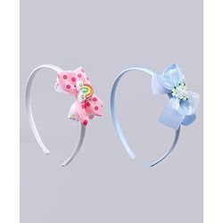 Babyhug Hair Bands with Bow Rainbow & Floral Applique Pack of 2 -  Pink & Purple