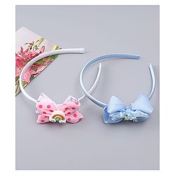 Babyhug Hair Bands with Bow Rainbow & Floral Applique Pack of 2 -  Pink & Purple