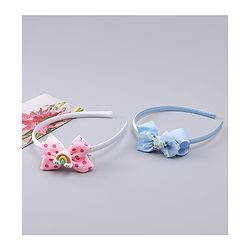 Babyhug Hair Bands with Bow Rainbow & Floral Applique Pack of 2 -  Pink & Purple