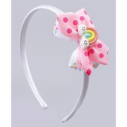 Babyhug Hair Bands with Bow Rainbow & Floral Applique Pack of 2 -  Pink & Purple
