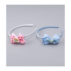 Babyhug Hair Bands with Bow Rainbow & Floral Applique Pack of 2 -  Pink & Purple