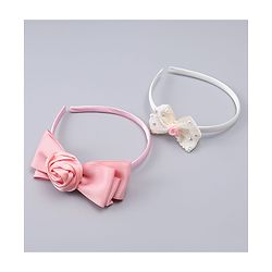Babyhug Hair Bands With Bow Applique Pack of 2 - Multicolor