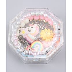Babyhug Bracelets With Unicorn & Rainbow Design With 6 Charms Pack of 3 - Multicolor