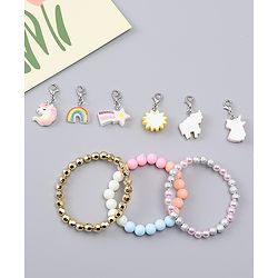 Babyhug Bracelets With Unicorn & Rainbow Design With 6 Charms Pack of 3 - Multicolor