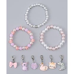 Babyhug Bracelets With Animal & Floral Design With 6 Charms Pack of 3 - Multicolor
