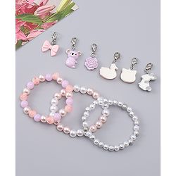 Babyhug Bracelets With Animal & Floral Design With 6 Charms Pack of 3 - Multicolor