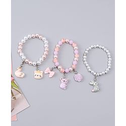 Babyhug Bracelets With Animal & Floral Design With 6 Charms Pack of 3 - Multicolor