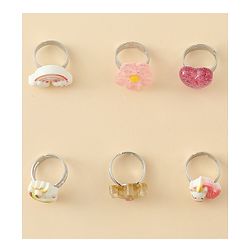 Babyhug Finger Ring Set With Floral Rainbow & Unicorn Applique Pack of  6- Multi Colour