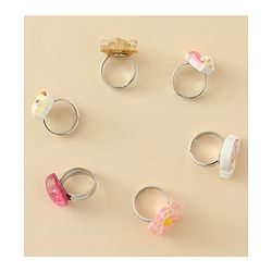 Babyhug Finger Ring Set With Floral Rainbow & Unicorn Applique Pack of  6- Multi Colour