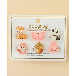 Babyhug Finger Ring Set With Animal Applique Pack of  6- Multi Colour