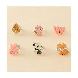 Babyhug Finger Ring Set With Animal Applique Pack of  6- Multi Colour