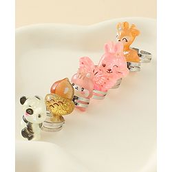 Babyhug Finger Ring Set With Animal Applique Pack of  6- Multi Colour