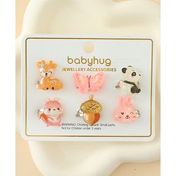 Babyhug Finger Ring Set With Animal Applique Pack of  6- Multi Colour