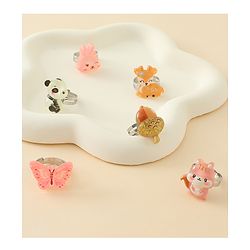 Babyhug Finger Ring Set With Animal Applique Pack of  6- Multi Colour