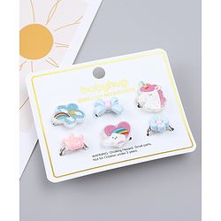 Babyhug Finger Ring Set With Floral Bow & Unicorn Applique Pack of  6- Multi Colour