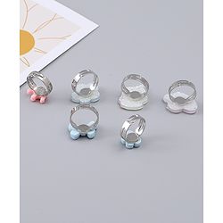 Babyhug Finger Ring Set With Floral Bow & Unicorn Applique Pack of  6- Multi Colour