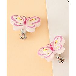 Babyhug Clip On Earrings With Butterfly Applique - Pink