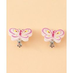 Babyhug Clip On Earrings With Butterfly Applique - Pink