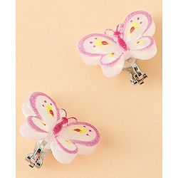 Babyhug Clip On Earrings With Butterfly Applique - Pink
