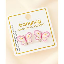 Babyhug Clip On Earrings With Butterfly Applique - Pink