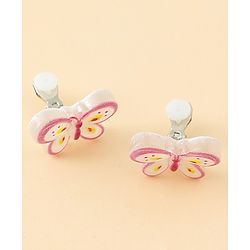 Babyhug Clip On Earrings With Butterfly Applique - Pink