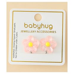 Babyhug Clip On Earrings With Floral Applique - Pink