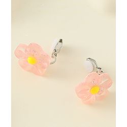 Babyhug Clip On Earrings With Floral Applique - Pink