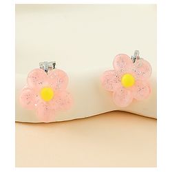 Babyhug Clip On Earrings With Floral Applique - Pink