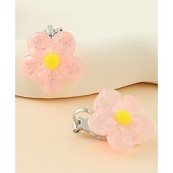 Babyhug Clip On Earrings With Floral Applique - Pink