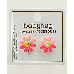 Babyhug Clip On Earrings With Floral Applique - Pink