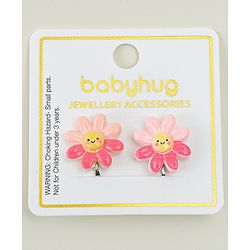 Babyhug Clip On Earrings With Floral Applique - Pink