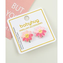 Babyhug Clip On Earrings With Floral Applique - Pink