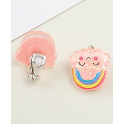 Babyhug Clip On Earrings With Rainbow Applique - Pink