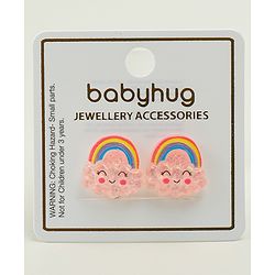 Babyhug Clip On Earrings With Rainbow Applique - Pink