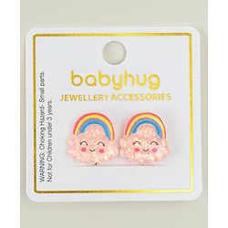 Babyhug Clip On Earrings With Rainbow Applique - Pink