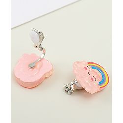 Babyhug Clip On Earrings With Rainbow Applique - Pink