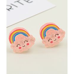 Babyhug Clip On Earrings With Rainbow Applique - Pink