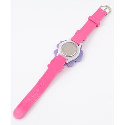 Babyhug Free Size Floral Shaped Analog Watch With Butterfly Applique - Dark Pink