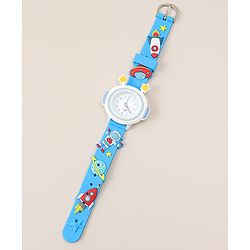 Babyhug Free Size Analog Watch With Space Theme Applique - Blue