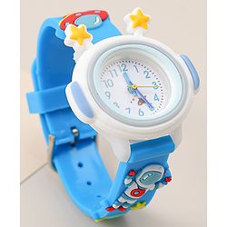 Babyhug Free Size Analog Watch With Space Theme Applique - Blue