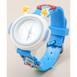 Babyhug Free Size Analog Watch With Space Theme Applique - Blue