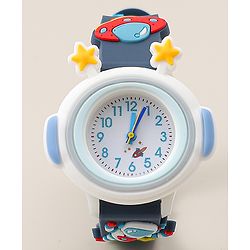 Babyhug Free Size Analog Watch With Space Theme Applique - Blue