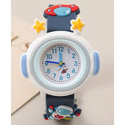 Babyhug Free Size Analog Watch With Space Theme Applique - Blue