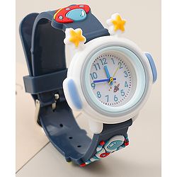 Babyhug Free Size Analog Watch With Space Theme Applique - Blue