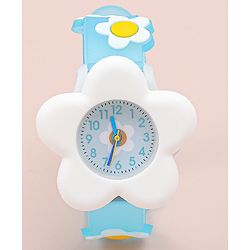 Babyhug Free Size Analog Watch With Floral Applique - Blue