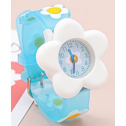 Babyhug Free Size Analog Watch With Floral Applique - Blue
