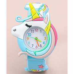 Babyhug Free Size Analog Watch With Unicorn Applique - Blue