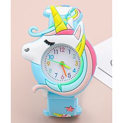 Babyhug Free Size Analog Watch With Unicorn Applique - Blue