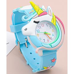 Babyhug Free Size Analog Watch With Unicorn Applique - Blue