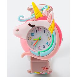 Babyhug Free Size Analog Watch With Unicorn Applique - Blue